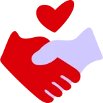 Hand drawn icon of 2 hands shaking